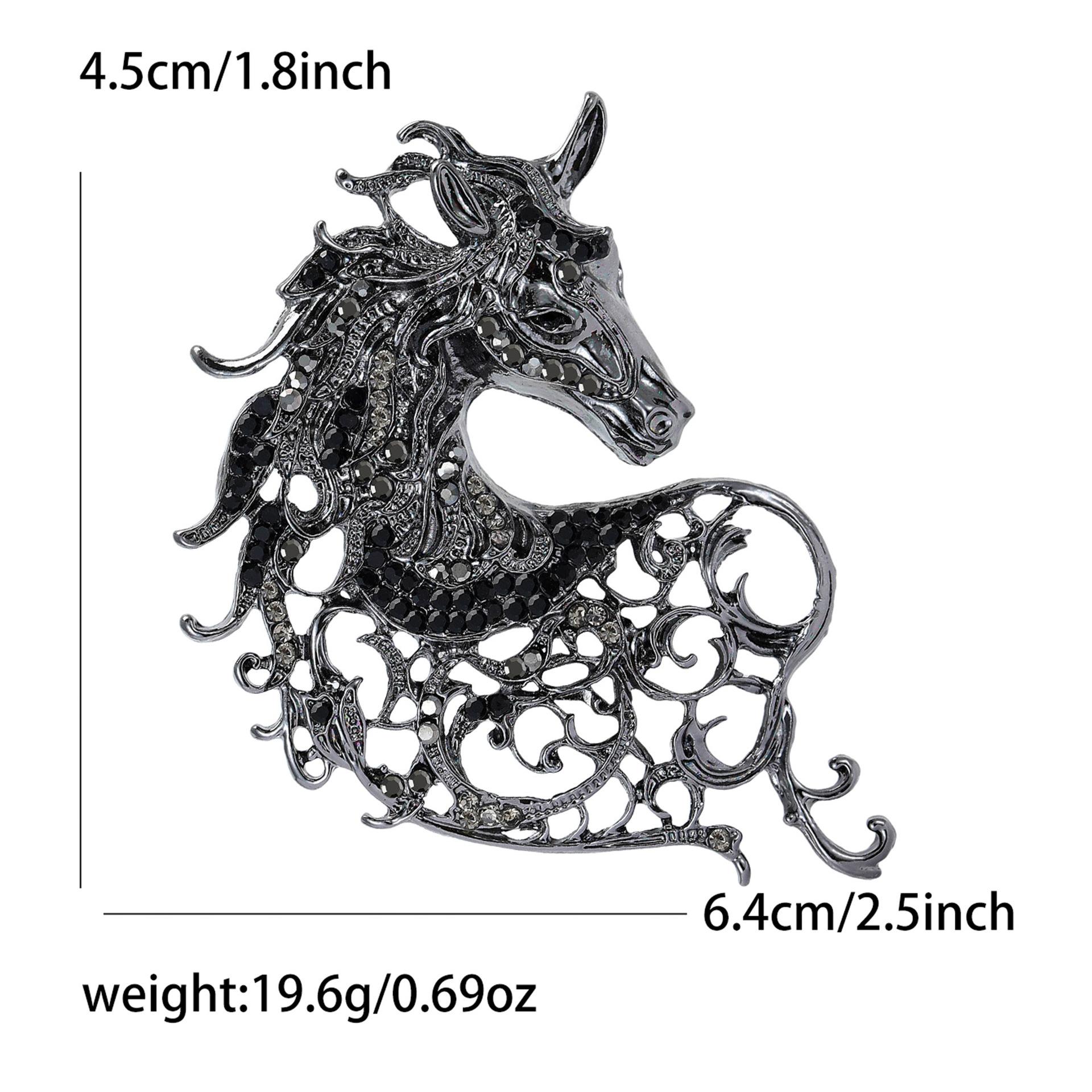 

Вінтажні брошки у вигляді голови коня зі стразами для жінок, значки із зодіакальними тваринами, повсякденні аксесуари для вечірок, подарунки друзям