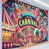 1 Piece Carnival Welcome Poster - Bright Candy and Ferris Wheel Design Photography Background
