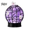 Holiday Decoration Light Halloween Ghost Glitter Ball Lamp, Glowing Spiderweb Faux Crystal Sphere Light, Spider Web Decor Lamp Purple Glow Night