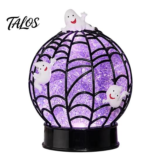 Holiday Decoration Light Halloween Ghost Glitter Ball Lamp, Glowing Spiderweb Faux Crystal Sphere Light, Spider Web Decor Lamp Purple Glow Night