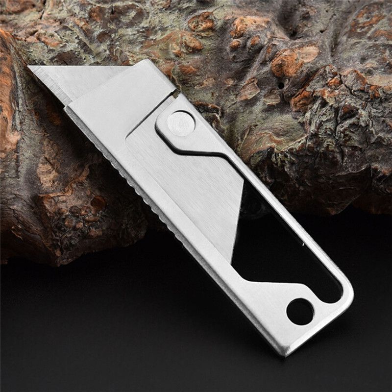 Portable Stainless Steel Mini Pocket Knife Unpacking Push Utility Cutter Outdoor Survival EDC Keychain Men Gift Durable Mulitool