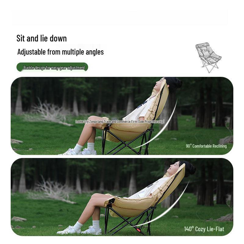 Foldable Outdoor Recliner: High-Back, Cotton Moon Chair for Beach, Portable & Adjustable for Sketching, Leisure, and Fishing.