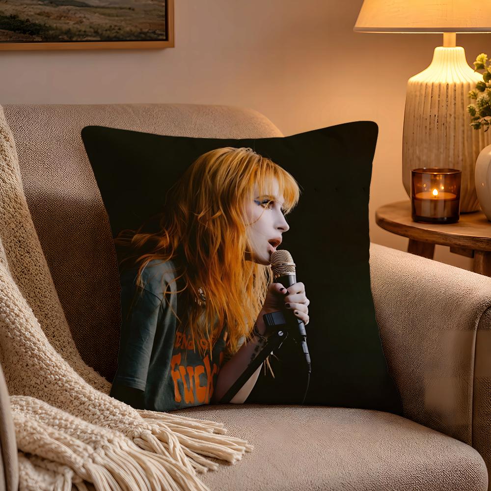 Hot Singer HHayley Williams Pillow Case Soft Plush Cushion Cover Double Print and Invisible Zipper for Sofa Home Car Use