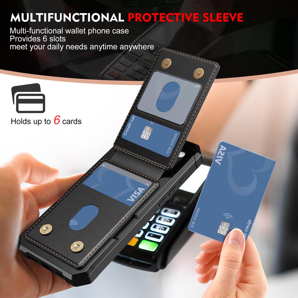 For iPhone 17 Pro Magnetic Case Detachable Card Slot Kickstand Leather + TPU Phone Cover