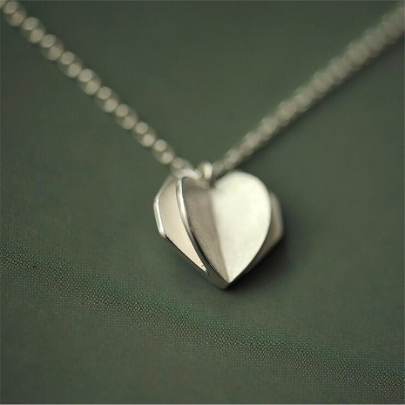 

New Fashion Trendy Jewelry Fresh Love Heart The Original Clavicle 925 Sterling Silver Pendant Necklace Anti-allergic HZX052 серебряный