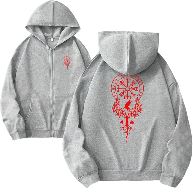 Trend Women's Zipper Hoodie High Grade Ancient Viking Art Print Sweatshirt Urban Casual Fashion Jacket Streetwear Coat