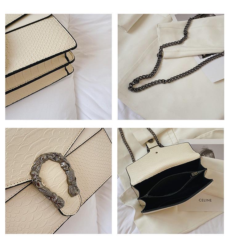Snake Print Crossbody Chain Bag - 2024 Small European & American Style Single-Shoulder Bag for Women