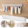 1pc White Wall Mount Long Toothpaste Holder Multifunctional Space-Saving Bathroom Facial Cleanser Toothpaste Storage Rack