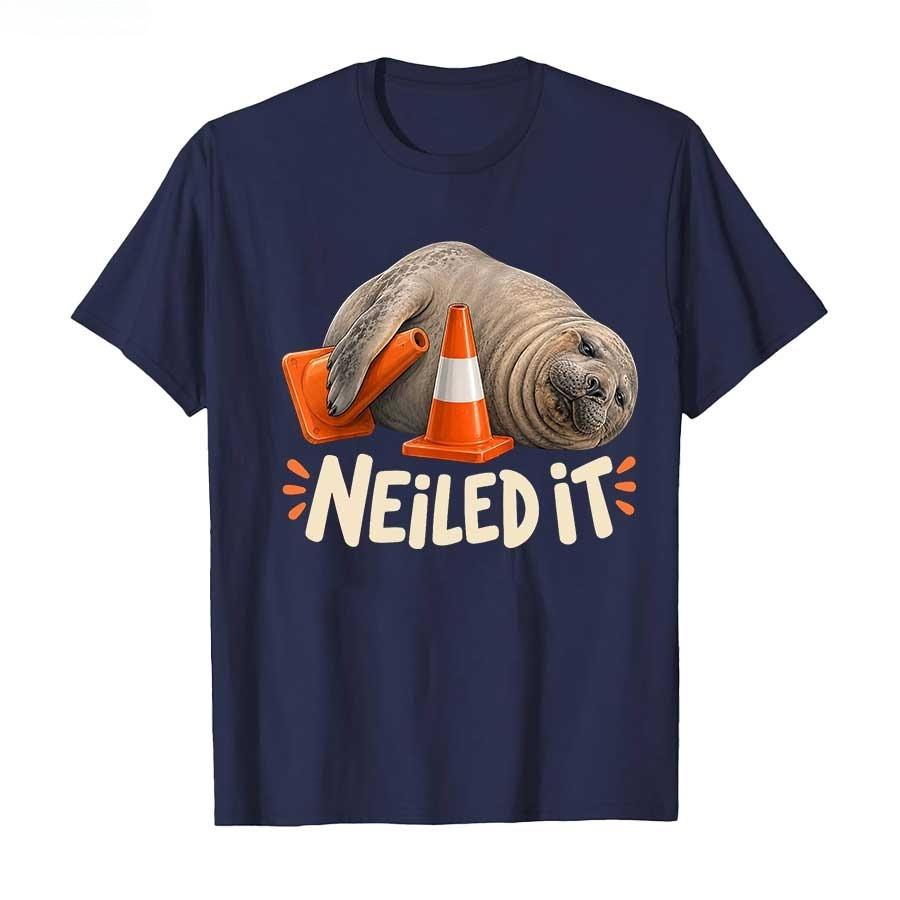 2026 Hot Sale Neil The Seal Neiled It Funny Elephant Seal Meme T-shirt for Men Women Cotton T Shirts Short Sleeve Tops Casual Loose Tee Streetwear
