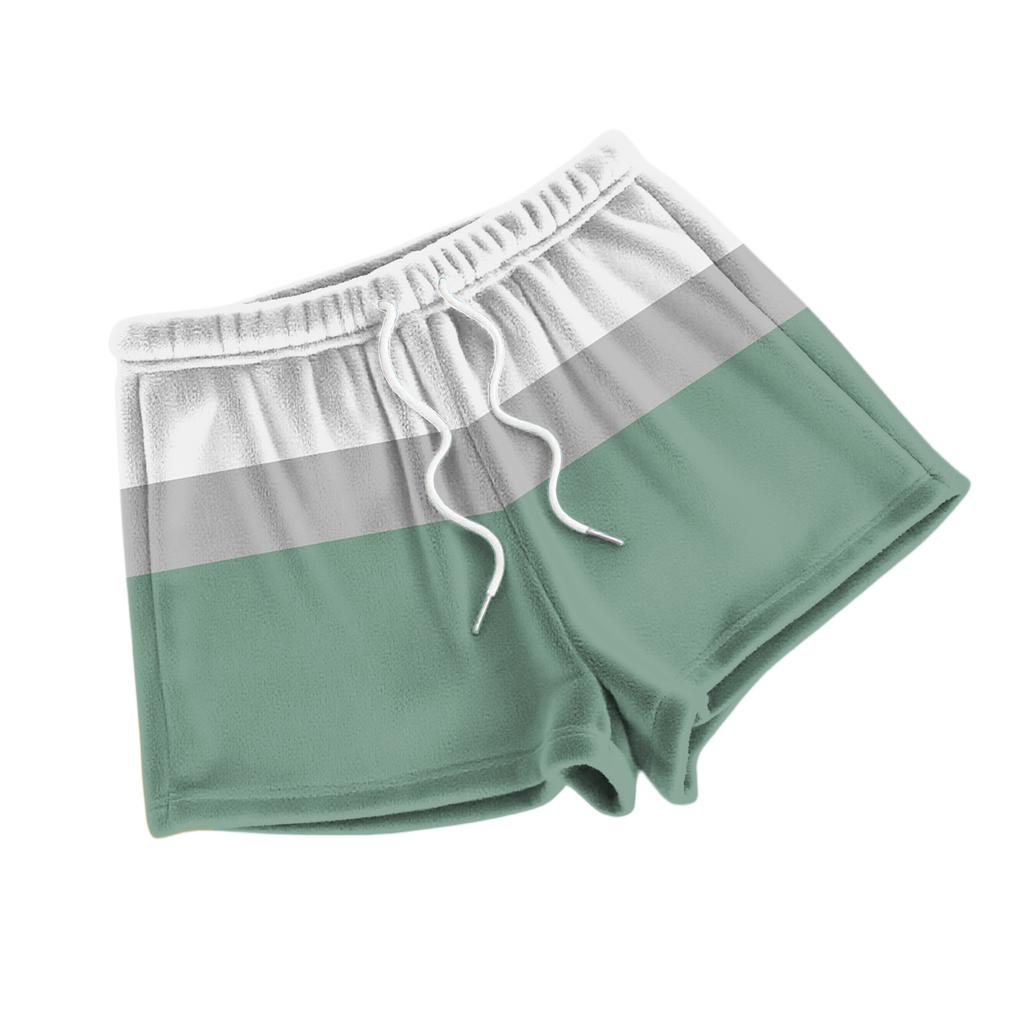 Women's Fashionable Loose-Fit Pajama Shorts With Fleece Plaid Print Casual Pants