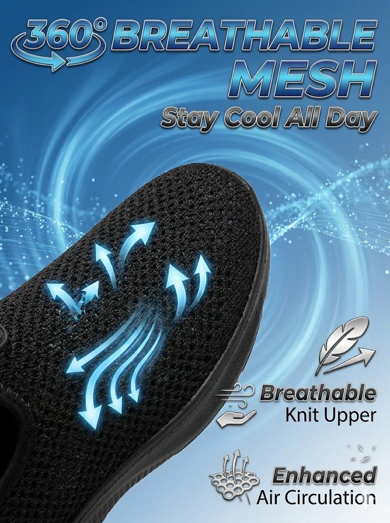 Men's Summer Mesh Shoes Lightweight Soft Sole Slip-On Casual Sneakers Breathable Odorless Dad Shoes Lazy One-Step Walking Casual Shoes
