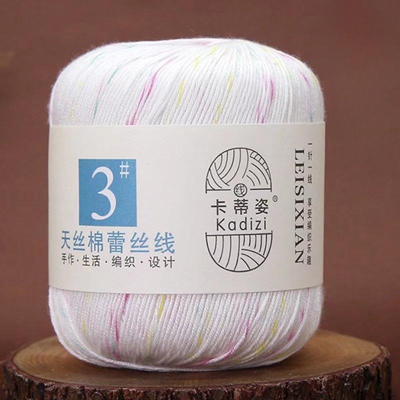 1 Rotolo Filato di Pizzo Cotone Tencel per Uncinetto Estivo & Lavori a Maglia Fai-da-Te - No. 3