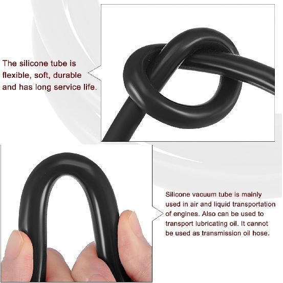 MECCANIXITY Vacuum Silicone Tubing Hose 1/4" ID 1/8" Wall Thick 10ft Black High Temperature for Engine