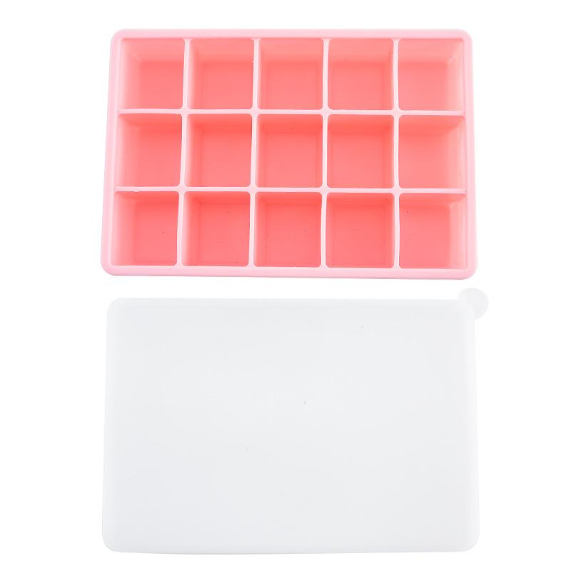 24 Grid Square Ice Cube Tray with Lid Flexible Easy Release Silicone Ice Cube Mold Reusable Ice Freezer for Cocktails Beverages 6