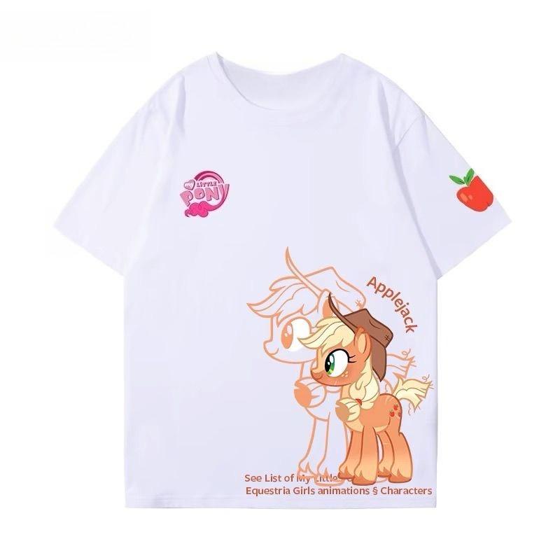 

2026 summer new Cotton shortsleeved summer clothing with cartoon Little Mermaid print stylish top for mediumsized children S