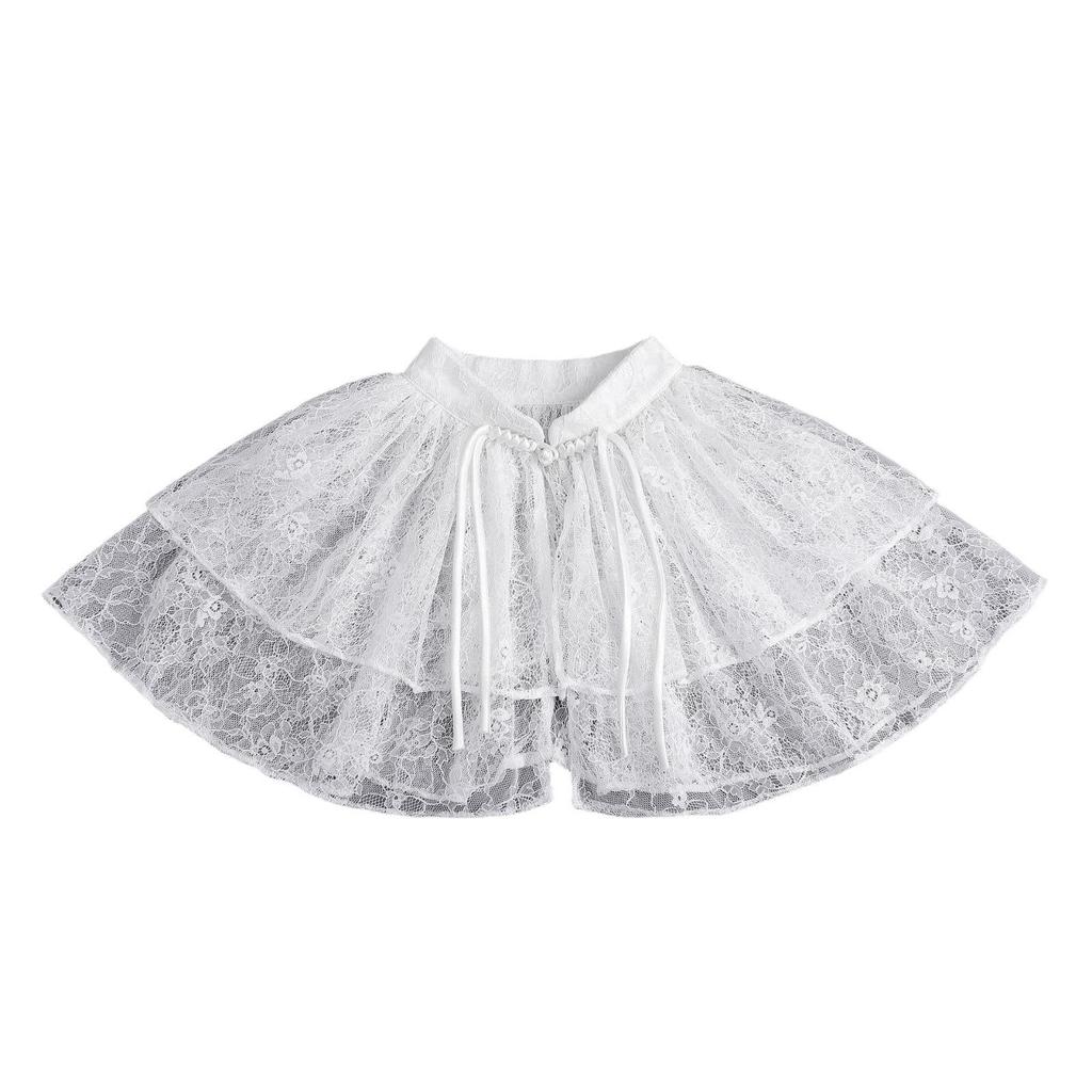 2024 Elegant Chinese Style Lace Cape & Cheongsam Cardigan with Cloud Shoulder Collar