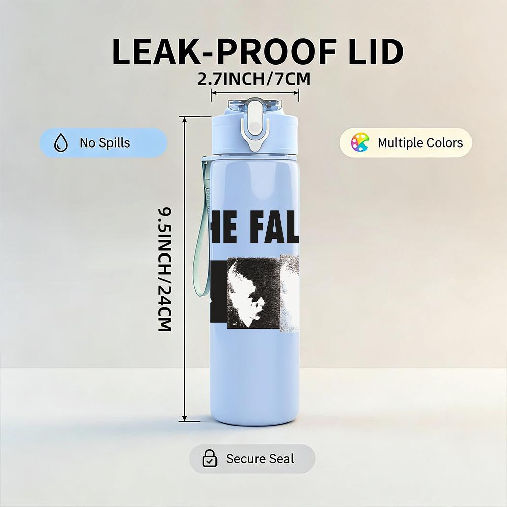 1PC The Fall Band Dark Collage Print 750ml Colorful Plastic Sports Water Bottle Leakproof Pop Up Lid with Straw for Outdoor Work Home Use