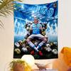 Wall Hanging Tapestry - Erling Haaland Manchester City 100 Goals Ball Throne Football Poster Fans Decor for Living Room