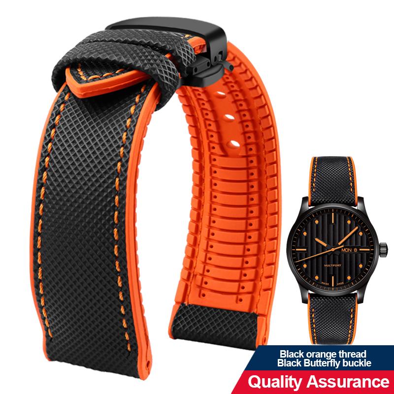 12 color high quality rubber Watchband 20 21 22 23mm 24mm for men and women watchstrap accessories Black red orange yellow Green