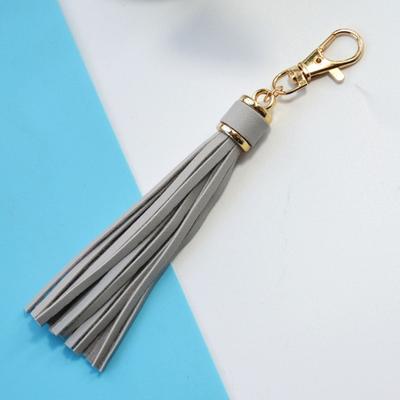 Tassel Keychain Pendant Faux Leather Solid Color Lobster Clip Fringe Stainless Lightweight Portable DIY Keyring Schoolbag Decoration Pendant
