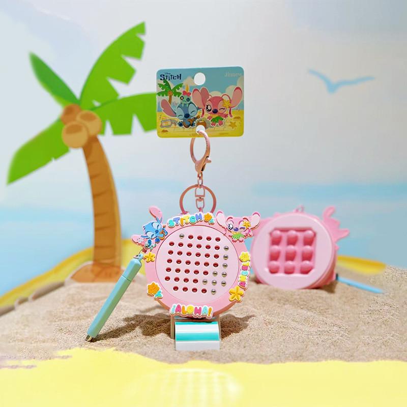 Stitch Beach Summer Steel Ball Art Board Keychain With Pvc Hang Decor Kids For