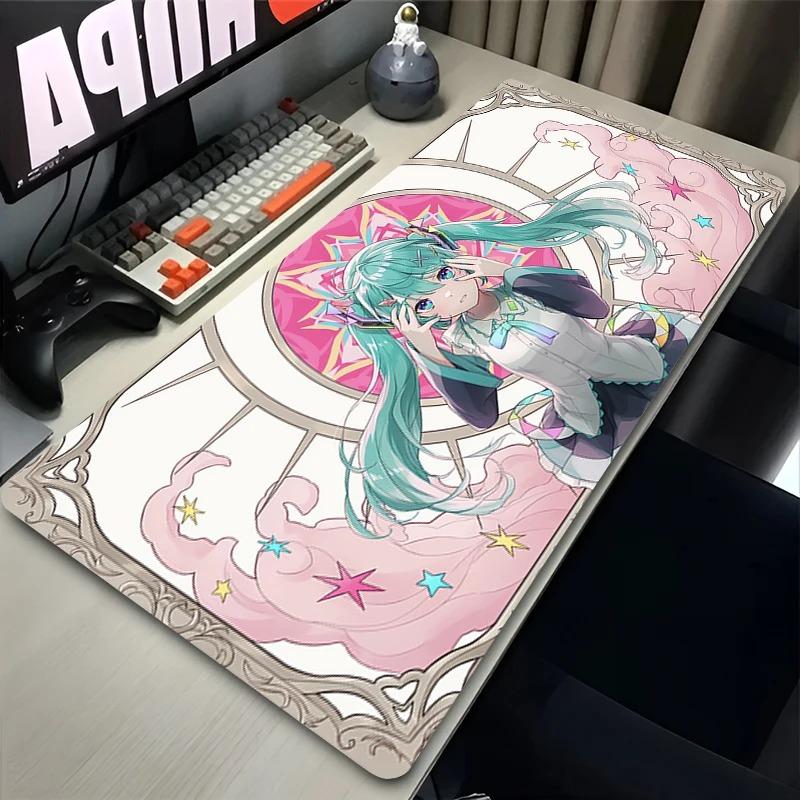 Hatsune Miku Cyberpunk Anime Gaming Mouse Pad NonSlip Rubber Base Desk MatMouse Pad Kawaii Neon Gaming Mousepad PC Gamer