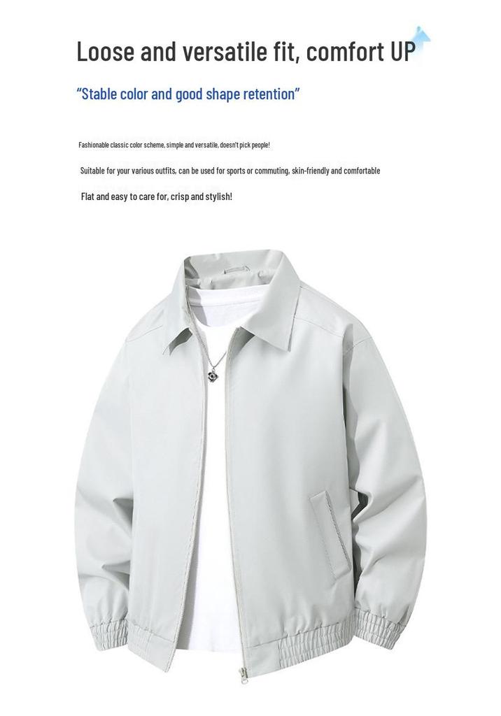 Men's Versatile American Style Windbreaker Jacket - Casual Spring/Autumn Fashion Lapel Coat