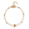 Retro Double-Layer Heart Anklet with Round Bead Chain - Women's Beach Foot Jewelry