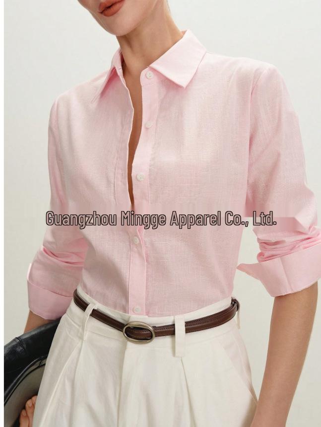 Women s Pink Long Sleeve Business Shirt Large