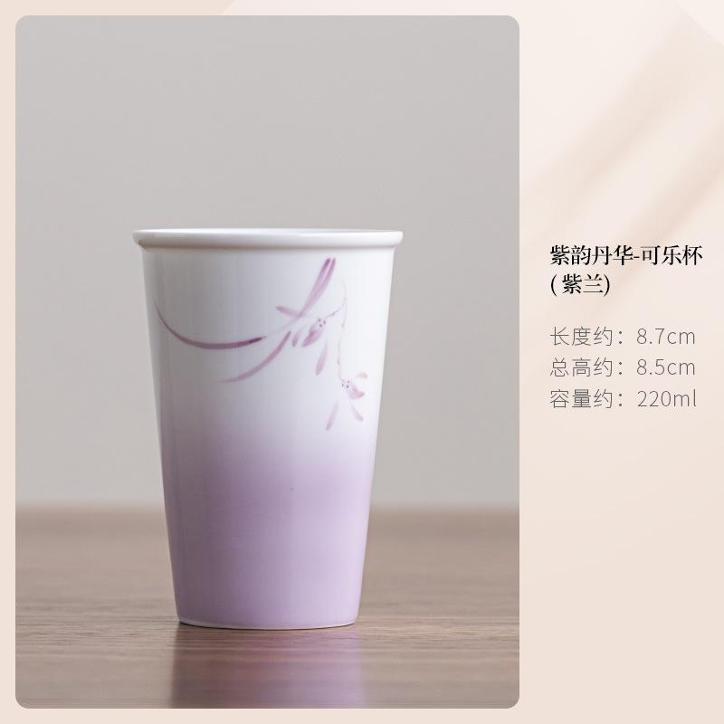 

220ml Hand-painted Peony Cola Mug Fruit Juice Milk Jug Bubble Teacup Cold Hot Water Jug Household Hand Warmer Cafes Collection
