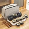 Black pottery travel kung fu tea set portable business gift set creative ceramic cooling pot set