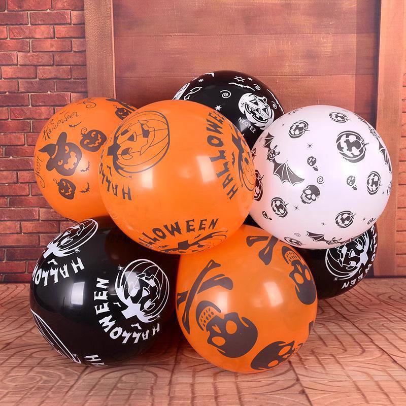 12 Halloweenowe Balony Lateksowe z Nadrukiem Dekoracja Scena Imprezy Maskaradowej Scena Baru Festiwalu Duchów