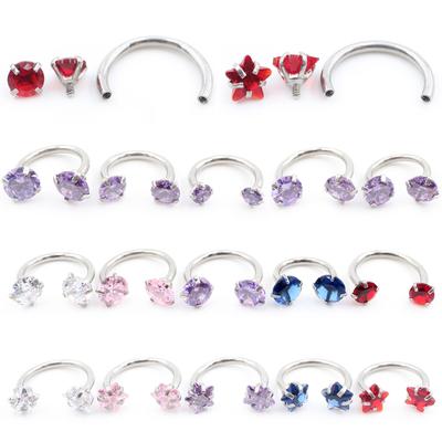 1 ks Nerezová ocel Kulatá hvězda Zirkon Labret na ret Kroužek do nosu Daith Ucho Septum Tragus Chrupavka Helix Kruhová náušnice Piercing Šperk