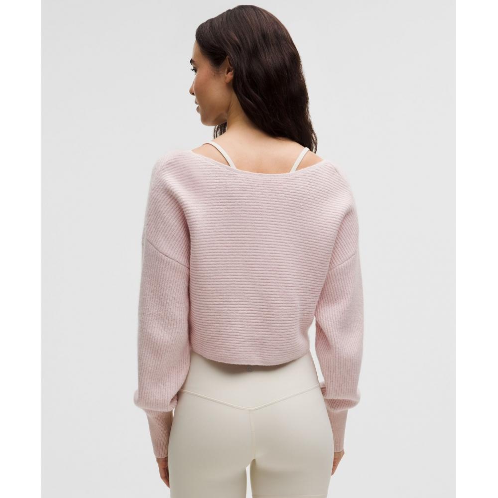 Lululemon Brushed Cotton Reversible Crossover Sweater Misty Pink
