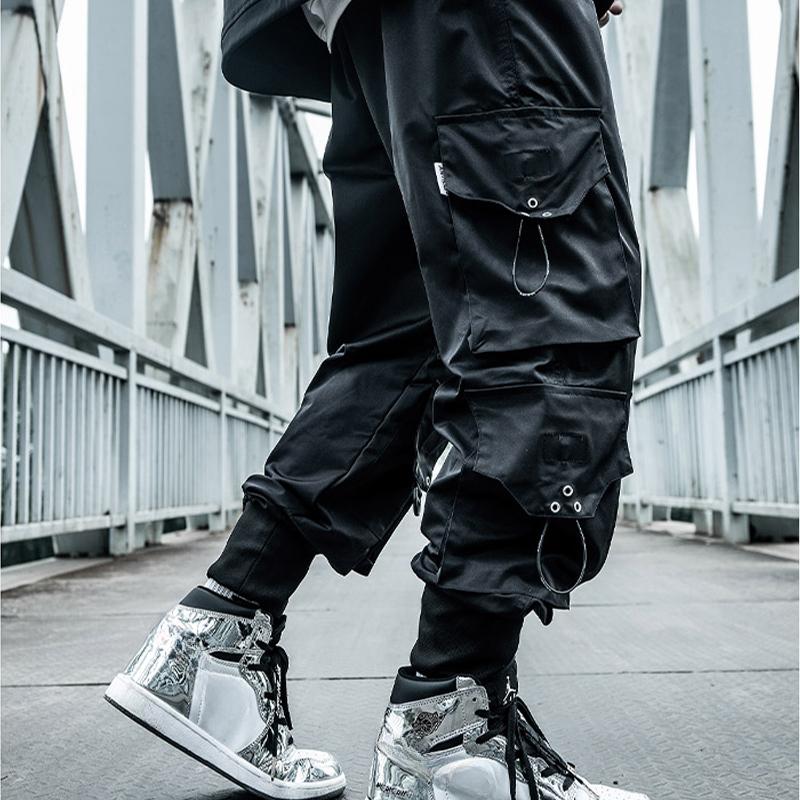 Pantalon simple couche grande taille pour homme, pantalon décontracté à cordon de serrage multi-poches hip-hop à la mode printemps et automne