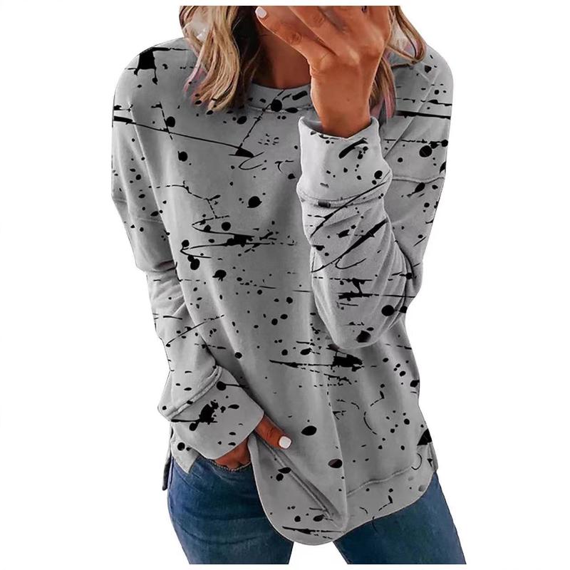 New Autumn Women's Thickened Printed Loose - Fit Pullover Sweatshirt with Crew Neck and Long Sleeves