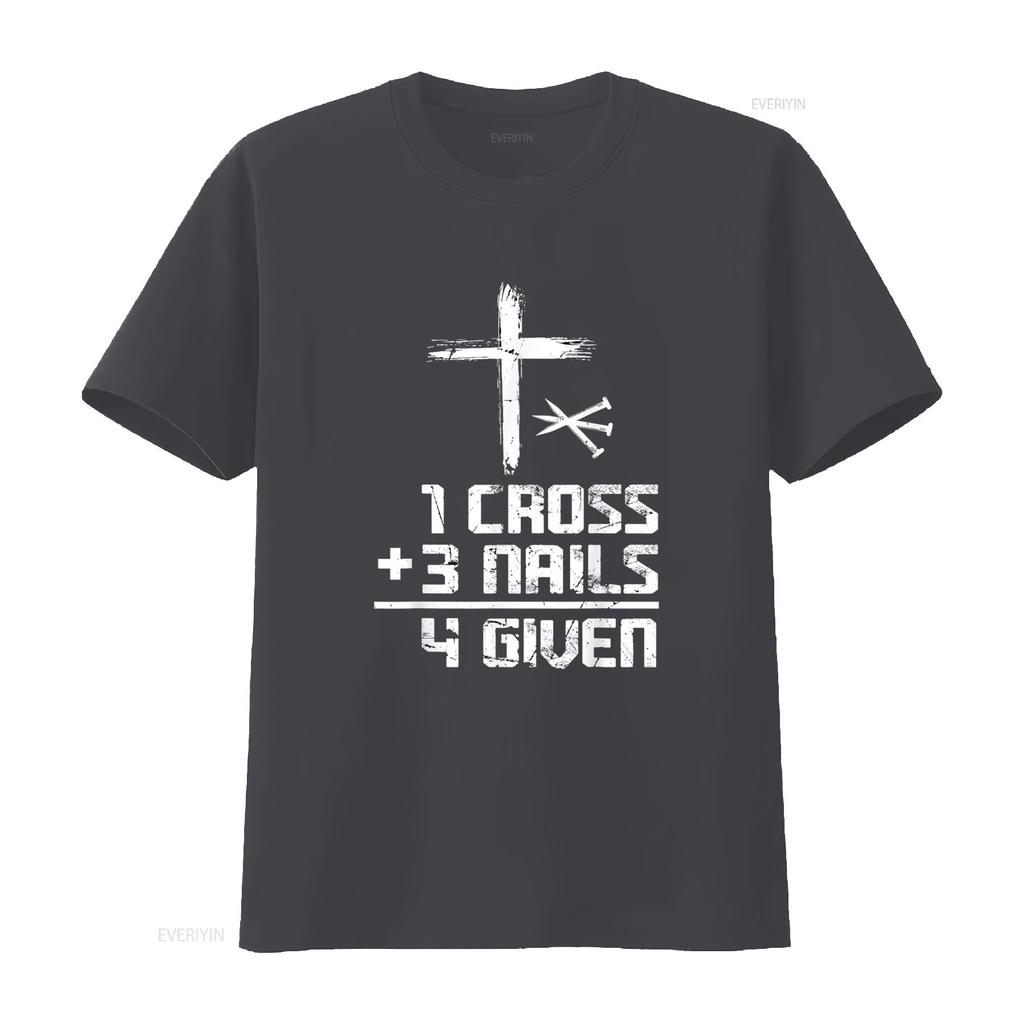Christian Cross Faith 1 3 Nails 4 Given T Shirt Vintage Washed Graphic Breathable Slightly Casual Stretched Soft Versatile