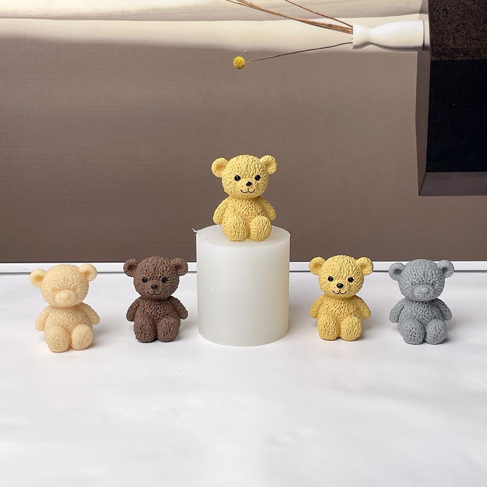 Mini świeczka w kształcie misia 3D silikonowa forma Uśmiechnięte zwierzątko Miś Gips Żywica Rękodzieło forma cementowa DIY materiały do produkcji mydła ręcznie robionego