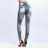 Imitation Jeans Leggings Printed Super Elastic Women High Waist Butt Lift Skinny Cropped Pants Streetwear