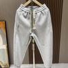 Korean Trendy Autumn New Plus Velvet Men Solid Elastic Waist Pocket Drawstring Fashion Versatile Sports Loose Harem Sweatpants