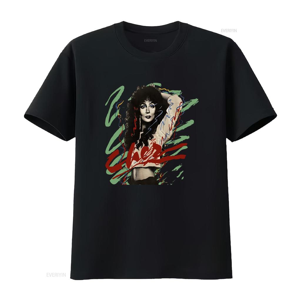 Cher Herz aus Stein Live 1990 Ausverkauftes Konzert T-Shirt Retro Musikfan Vintage gewaschenes Oberteil für den Alltag Mann Grafik