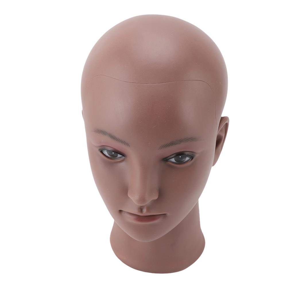 Female Bald Manikin Head Makeup Practice Washable PVC Mannequin Head Stand for Wig Making Hat Display
