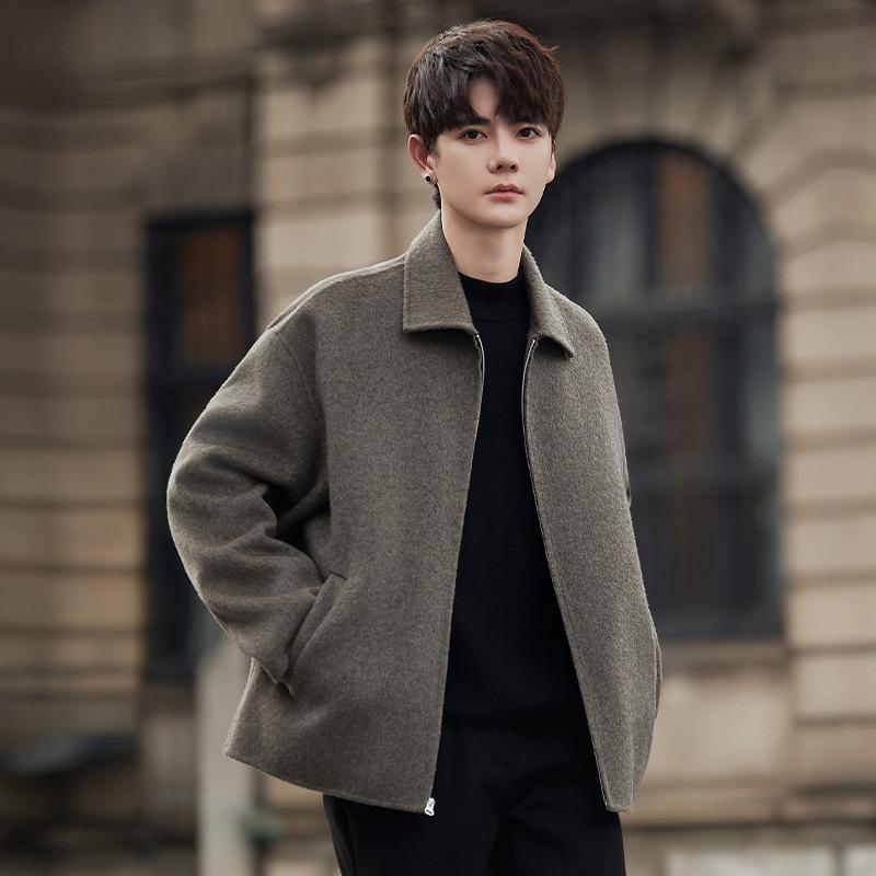 Wool coat men's autumn and winter new trendy short wool coat men's jacket top coat