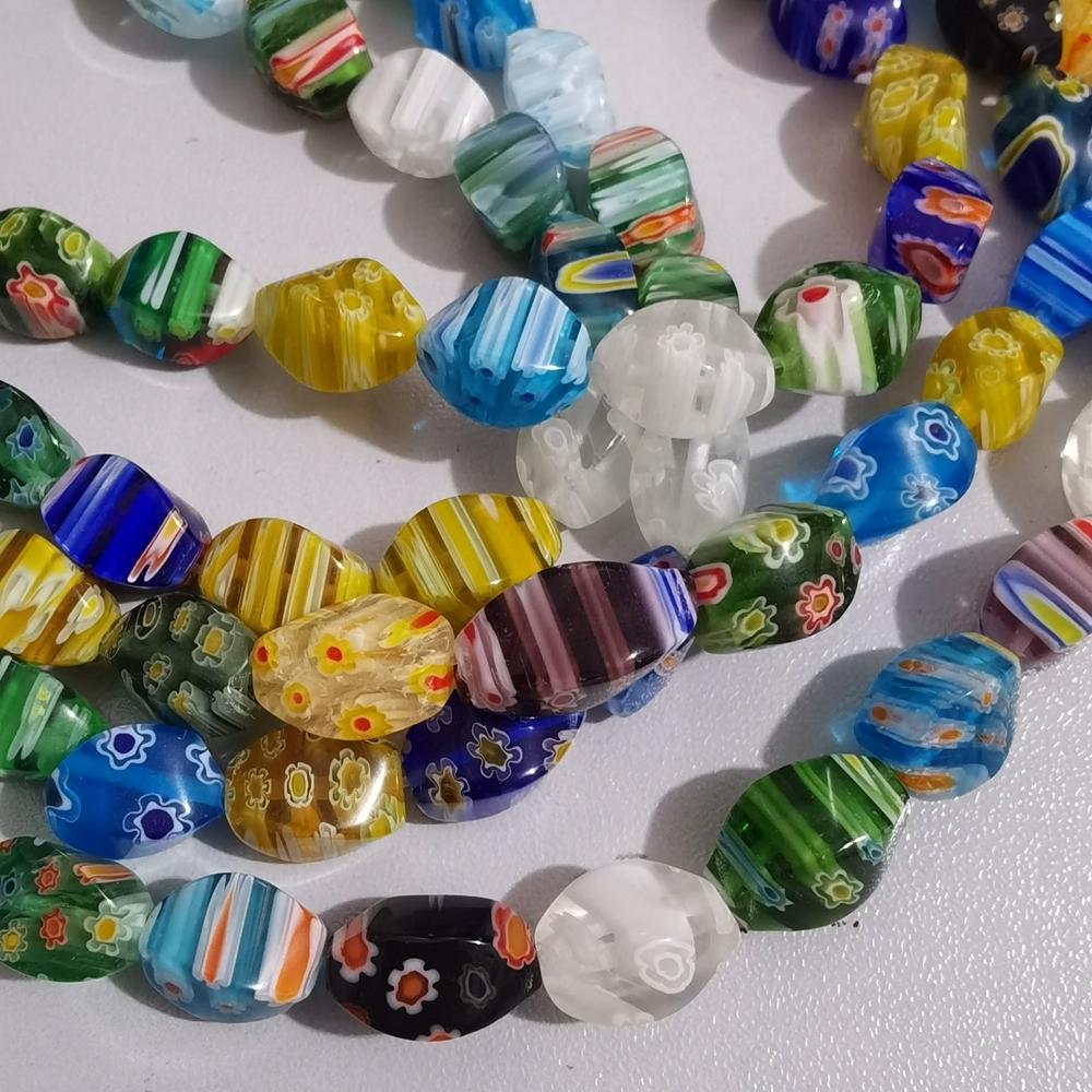 20pcs 6x12mm / 8x12mmTube Shape Mixed Flower Patterns Millefiori Glass Loose Crafts Beads Lot for DIY Jewelry Making Accessories Findings