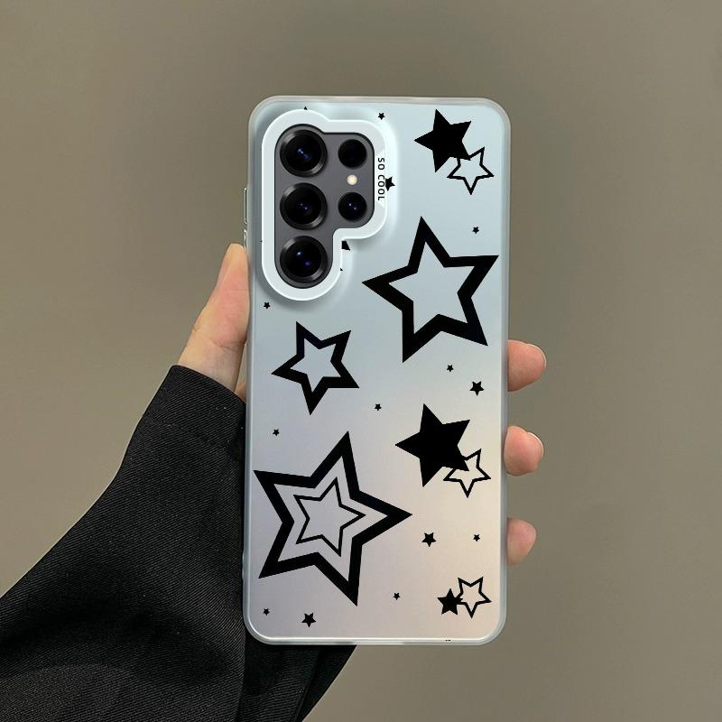 Color Phone Case For Samsung Galaxy S26 S25 S24 S23 S22 Ultra S20 S10 S21 FE 5G Plus Silver Plated IMD Cover Style Stars Pattern