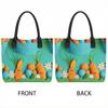 Easter Cartoon Tote Bag Cute Rabbit Carrot Pattern Outdoor Portable Large Capacity Handbag