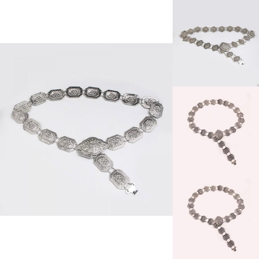 Feminine Metal Waist Chain With Vintage Floral Carving For Traditional Dance And Ethnic Style