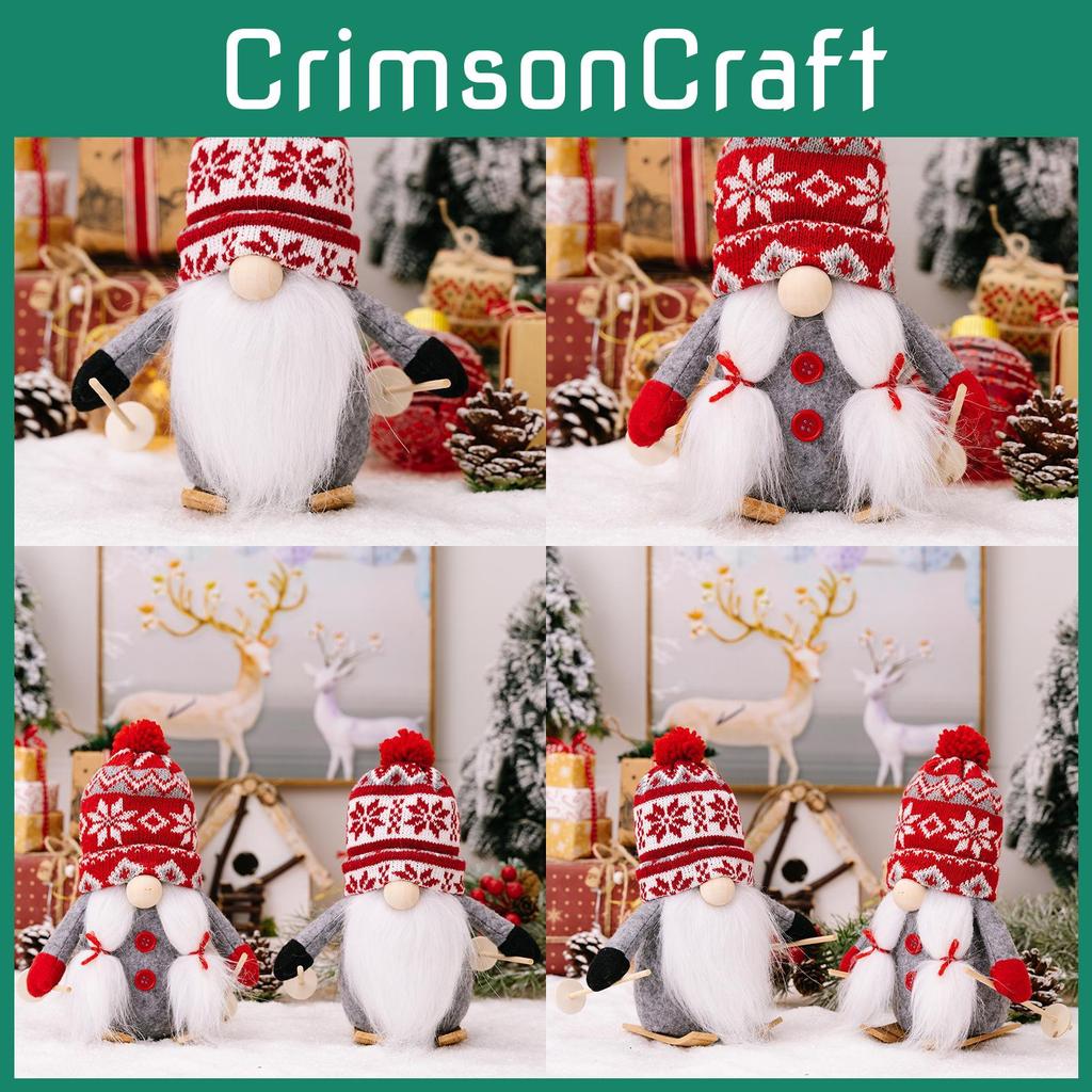 Adorable Christmas Decor Plush Gnome Figurine With Knit Pom Pom Hat For Holiday Cheer