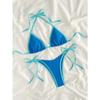 Bikini Sexy con Lacci Colore a Contrasto Set Costume da Bagno da Donna Diviso Bikini da Spiaggia 2026 Nuovo Bikini Senza Schiena per Tutte le Stagioni Set 2 Pezzi