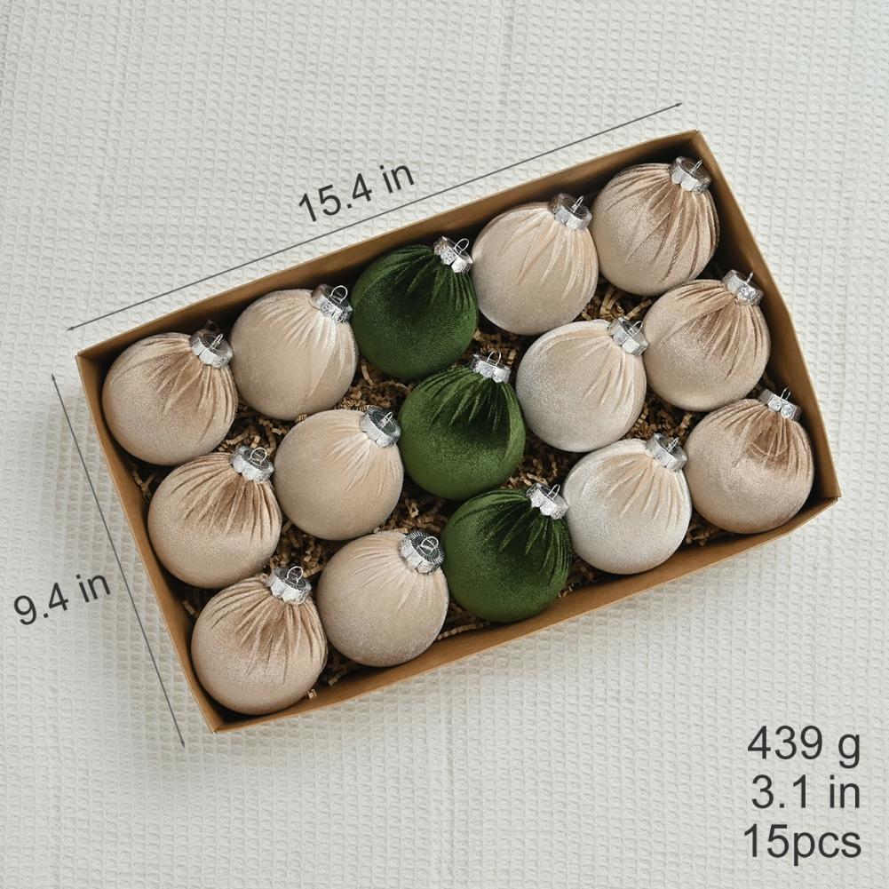 

15pcs 8cm Velvet Christmas Ball Decoration Christmas Tree Ball Ornament Pendant Hanging Decor Merry Christmas Decoration
